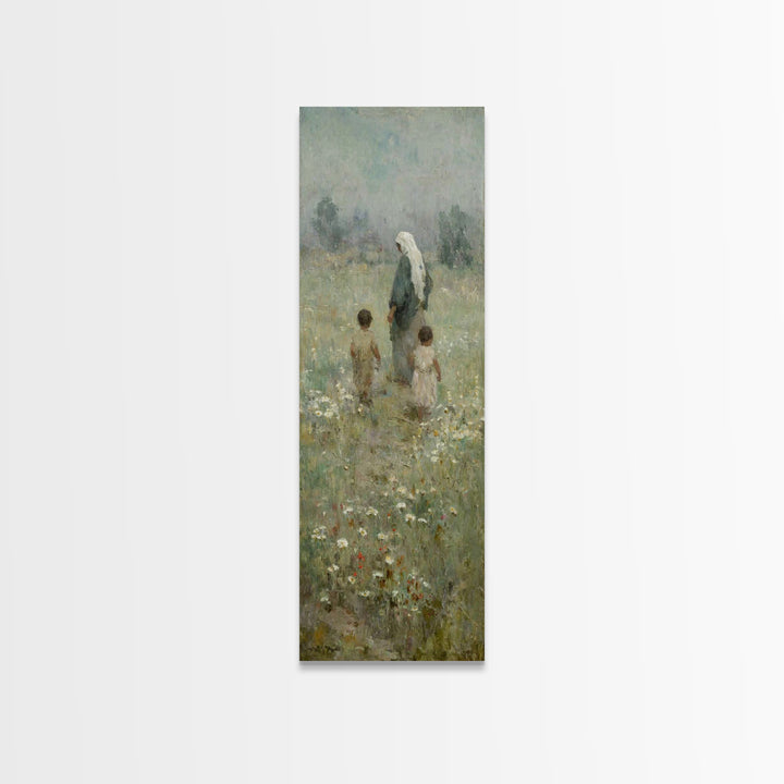 Blooming Paths Of Hope - Framed Canvas Print - Tall Skinny Art Print - Christian Art Canvas - Jesus Painting - Christian Wall Art