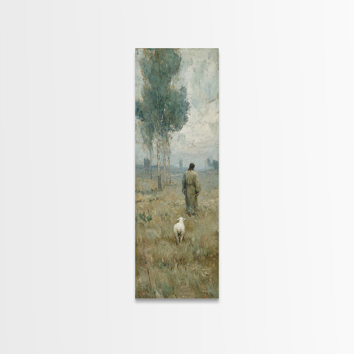 Horizon Of Gentle Peace - Framed Canvas Print - Tall Skinny Art Print - Christian Art - Christian Wall Art - Jesus Painting