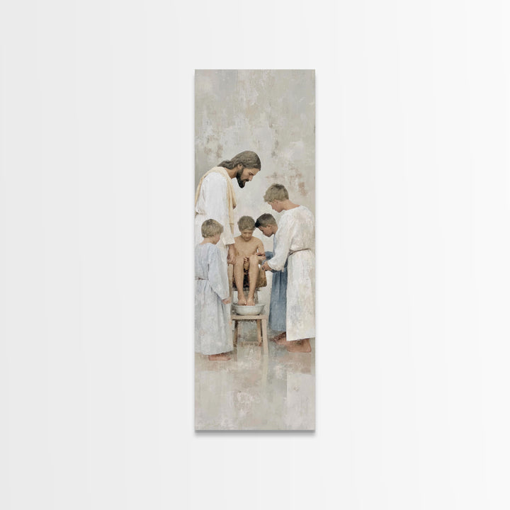 Footsteps Of Love | Framed Canvas Print | Christian Art Canvas | Jesus Painting | Christian Wall Art | Christian Gift Ideas | Tall Skinny A