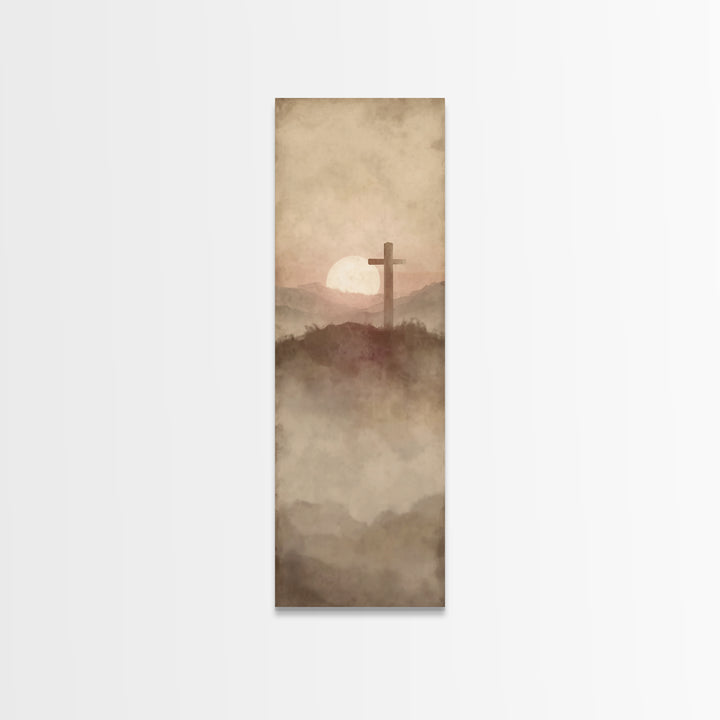 Silent Hill Cross | Framed Canvas Print | Tall Narrow Wall Art | Christian Art Canvas | Christian Wall Art | Subtle Christian Art | Christi