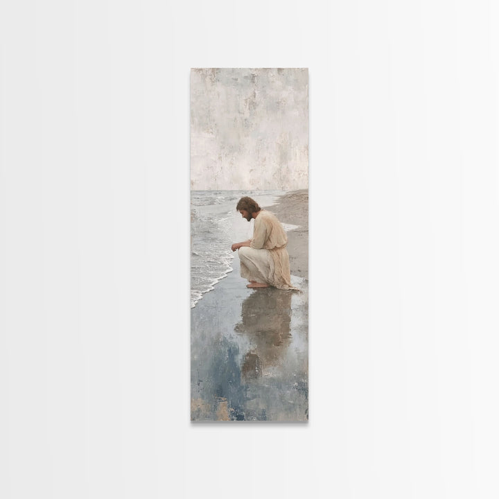 Dawnside Solitude - Framed Canvas Print - Narrow Art - Christian Wall Art - Jesus Painting - Christian Art Canvas - Christian Christmas