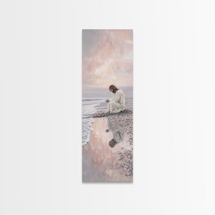 Morning Tide Grace - Framed Canvas Print - Tall Narrow Wall Art - Christian Art Canvas - Jesus Painting - Christian Wall Art - Christian Ar