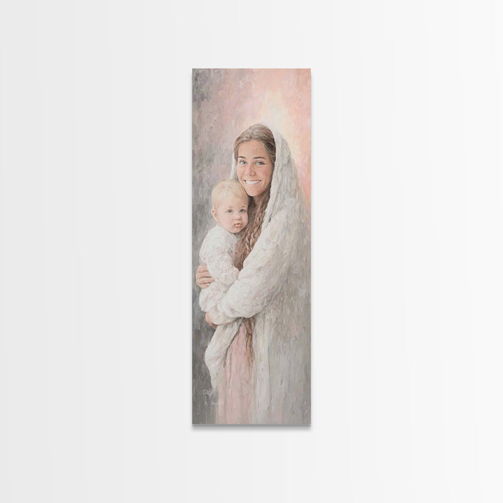 Heavenly Warmth | Framed Canvas Print | Tall Skinny Art Print | Christian Art Canvas | Christian Wall Art | Christian Christmas Art