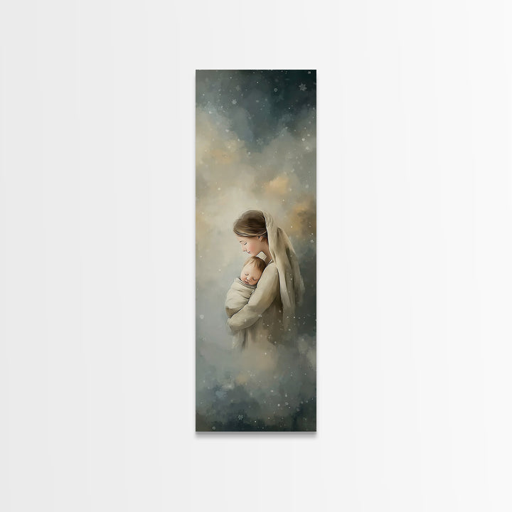 Snowfall Grace | Framed Canvas Print | Tall Narrow Wall Art | Christian Art Canvas | Christian Wall Art | Christian Christmas Art