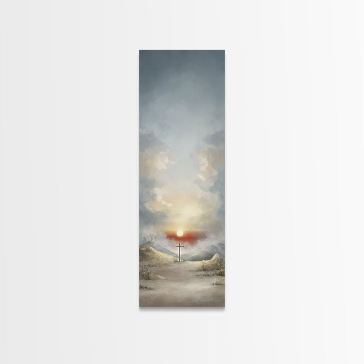 Evening Vigil, Framed Canvas Print, Narrow Art, Christian Art Canvas, Christian Wall Art, Moody Christian Art, Christian Christmas Art, Chr