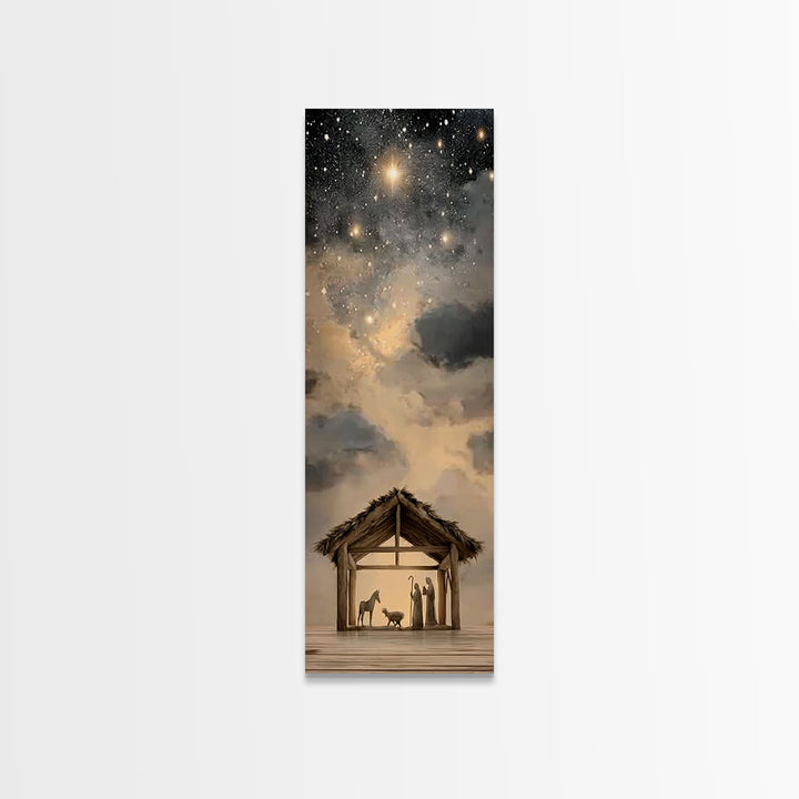 Star Of Bethlehem | Framed Canvas Print | Narrow Art | Christian Christmas Art | Christmas Wall Art | Christian Art Canvas | Christian Deco