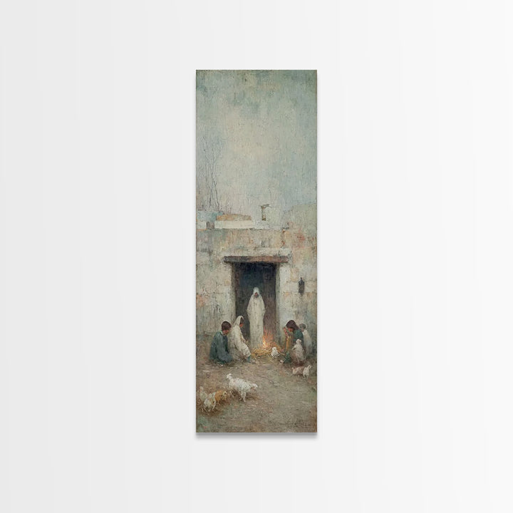 Bethlehem Hearth Peace – Framed Canvas Print – Narrow Art – Christian Christmas Art – Christian Wall Art – Jesus Painting – Christian Gift