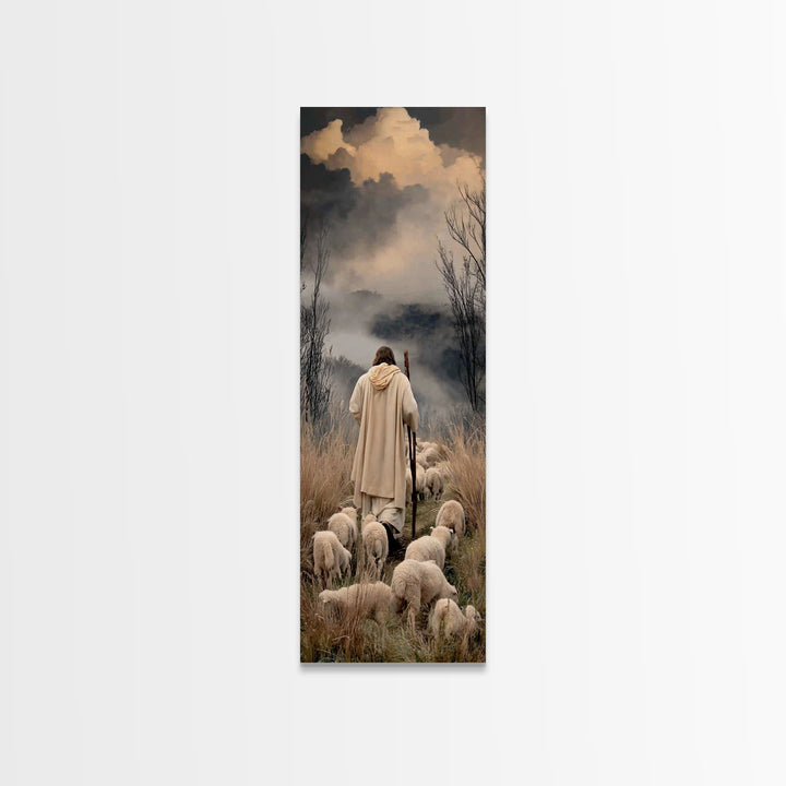 Cloud Valley Guide – Framed Canvas Print – Skinny Art – Christian Painting – Christian Art Canvas – Christian Art – Jesus Painting