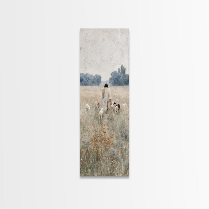 Shepherds Of Dawn – Framed Canvas Print – Tall Narrow Wall Art – Christian Art – Christian Painting – Christian Decor – Jesus Painting