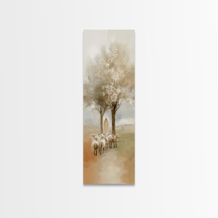 Shepherds Of Peace – Framed Canvas Print – Christian Wall Art – Jesus Painting – Tall Skinny Art Print – Christian Art Canvas – Christmas A