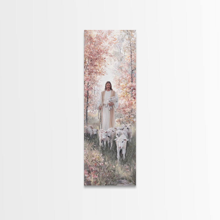 Fields Of Faith, Framed Canvas Print, Christian Art, Tall Skinny Art Print, Jesus Painting, Christian Art Gift, Christmas Art Work