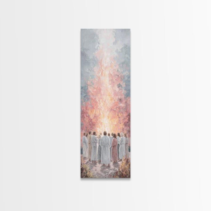 Flame Of Promise – Framed Canvas Print – Tall Skinny Art Print – Christian Art Canvas – Christian Wall Art – Jesus Painting – Modern Christ
