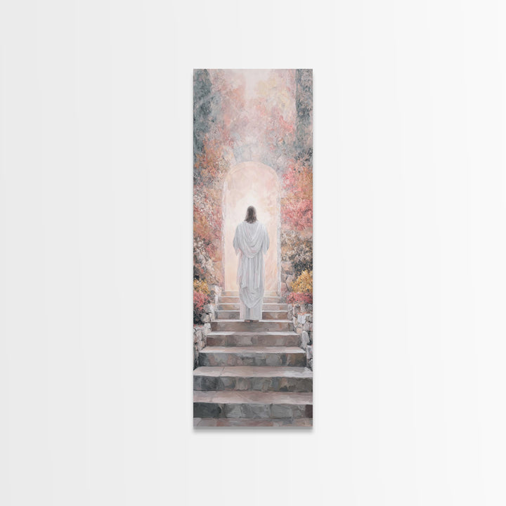 Garden of Light | Framed Canvas Print | Narrow Art | Christian Art Canvas | Jesus Painting | Christian Wall Art | Christian Gift
