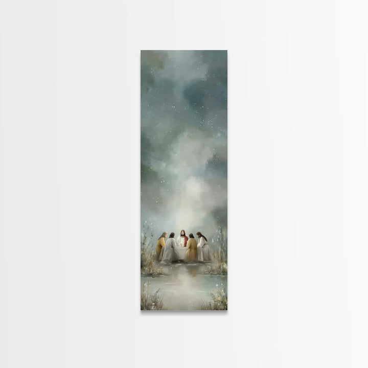 Night Of Fellowship – Framed Canvas Print – Tall Narrow Wall Art – Christian Wall Art – Jesus Painting – Christian Art Canvas – Christian D