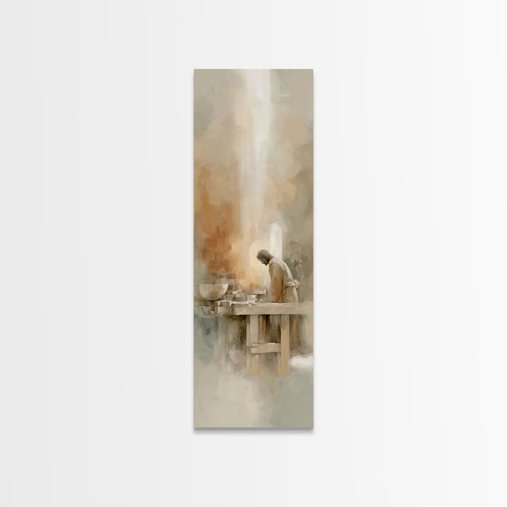 Light Over Labor | Framed Canvas Print | Tall Skinny Art Print | Christian Art Canvas | Christian Wall Art | Jesus Painting | Subtle Christ