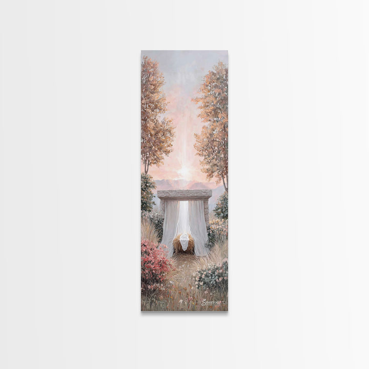 Dawn Of Bethlehem – Framed Canvas Print – Tall Narrow Wall Art – Christian Art – Christmas Art – Christian Art Canvas – Christian Paintings