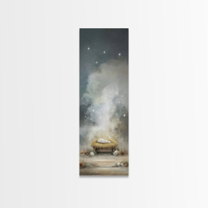 Starborn Holy Child – Framed Canvas Print – Skinny Art – Christian Art Canvas – Christian Wall Art – Christmas Art – Jesus Art Print – Chri