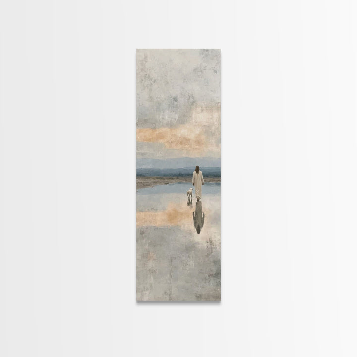 Path Of Still Waters – Framed Canvas Print – Christian Wall Art – Jesus Painting – Christian Art Canvas – Narrow Art – Christian Art