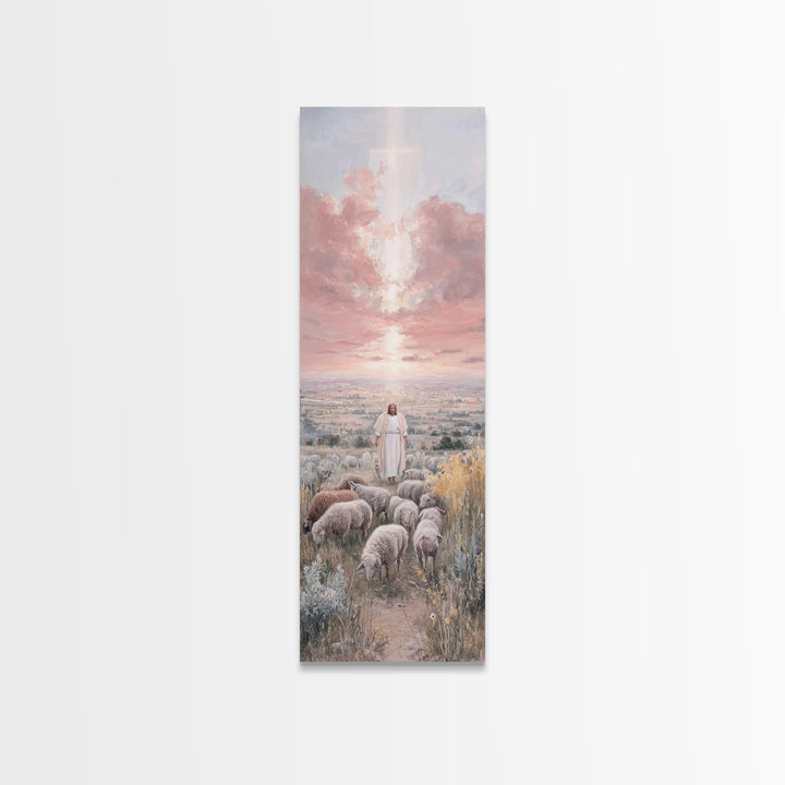 Guiding Shepherd Path | Framed Canvas Print | Christian Wall Art | Skinny Art | Christian Painting | Christmas Wall Art | Jesus Art Canvas