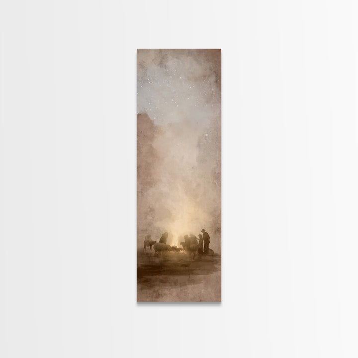 Desert Watch Glow - Framed Canvas Print - Christian Art Canvas - Tall Skinny Art Print - Christmas Art - Jesus Painting - Christian Decor