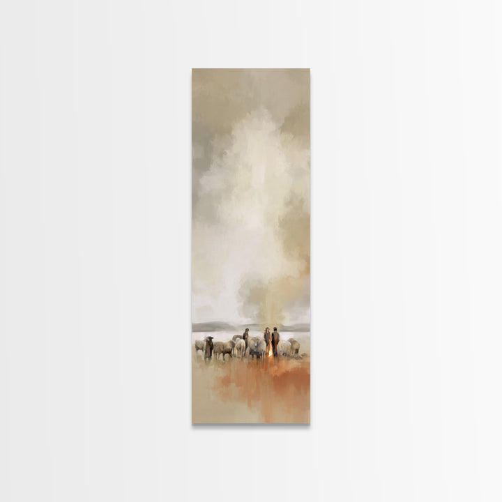Shepherds Of Dawn | Framed Canvas Print | Christian Wall Art | Christian Art Canvas | Jesus Painting | Tall Narrow Wall Art | Christian Chr