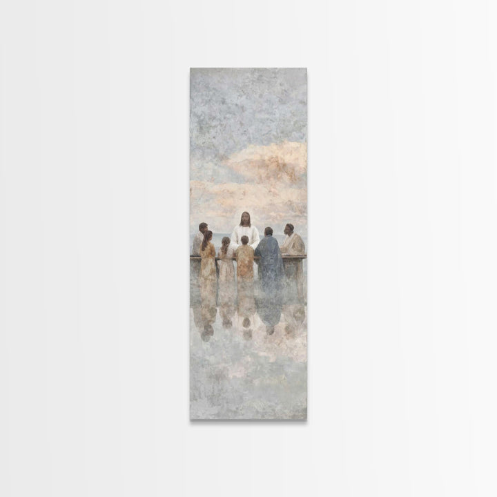 Communion In Shadow | Framed Canvas Print | Christian Art Canvas | Christian Wall Art | Jesus Painting | Skinny Art | Modern Christian Art