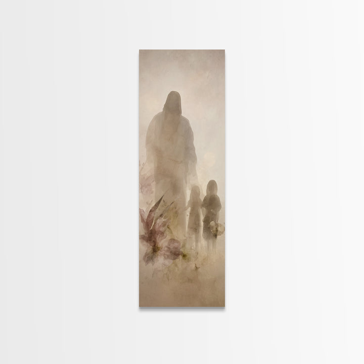 Heavenly Companions | Framed Canvas Print | Christian Wall Art | Christian Art Print | Jesus Painting | Tall Skinny Art Print
