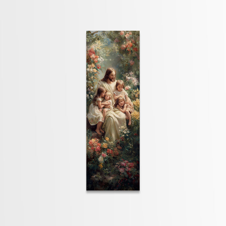 Gentle Shepherd Light | Framed Canvas Print | Christian Painting | Christian Art Canvas | Christian Wall Art | Narrow Art