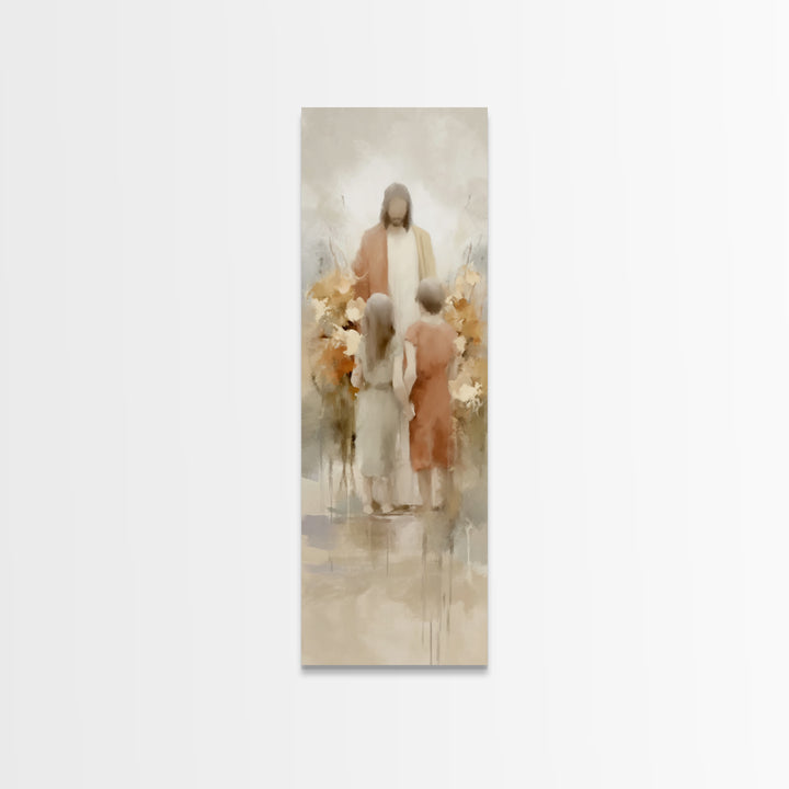 Blooming Devotion | Framed Canvas Print | Jesus Painting | Christian Art Print | Christian Wall Art | Narrow Art