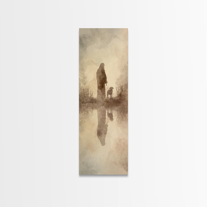 Guiding Shepherd Light – Framed Canvas Print – Christian Wall Art – Jesus Painting – Christian Art Canvas – Narrow Art – Christian Decor