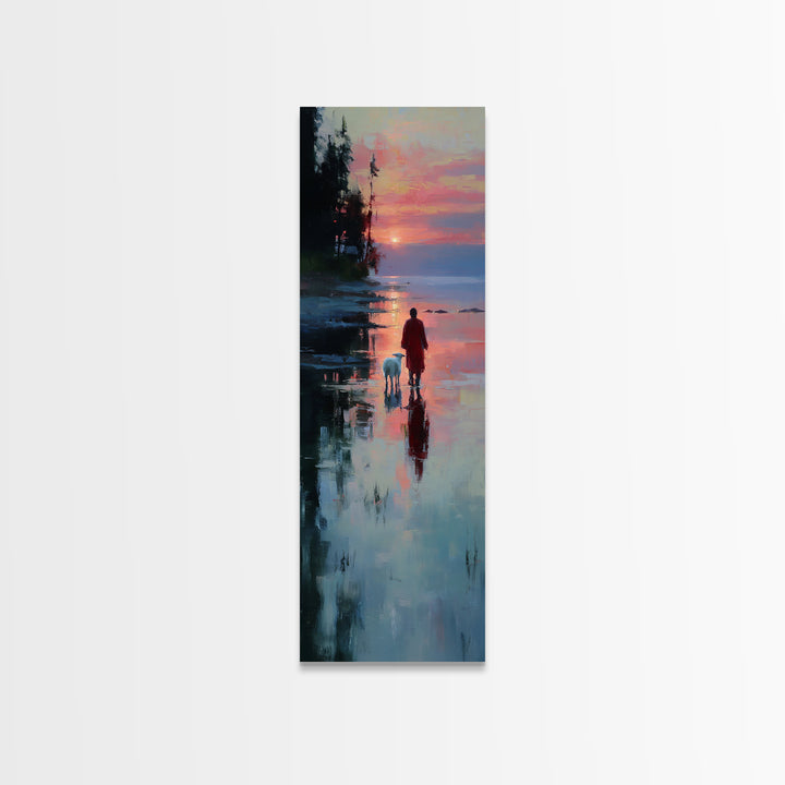 Starlit Holy Journey – Framed Canvas Print – Christian Christmas Art – Christian Wall Art – Christmas Art Canvas – Tall Skinny Art Print –