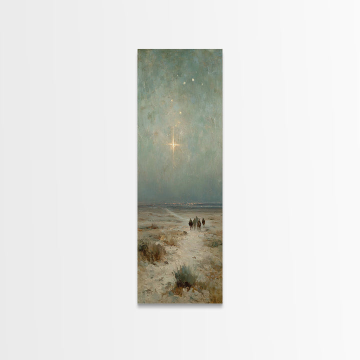 Bethlehem Star Path | Framed Canvas Print | Christmas Art | Christian Wall Art | Christian Art Canvas | Narrow Art | Christian Christmas De