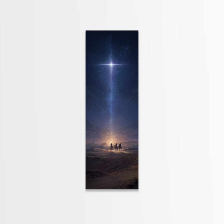 Cross Above The Sands, Framed Canvas Print, Christian Art Canvas, Christmas Art, Christian Wall Art, Skinny Art, Christian Christmas