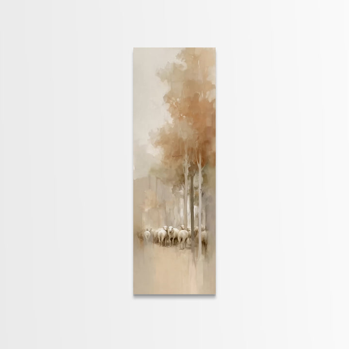 Quiet Woodland Flock – Framed Canvas Print – Christian Art Canvas – Christian Wall Art – Skinny Art – Christmas Art – Christian Christmas D