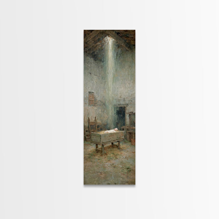 Silent Nativity Glow | Framed Canvas Print | Christian Wall Art | Christian Christmas Art | Christian Art Canvas | Jesus Painting | Christi