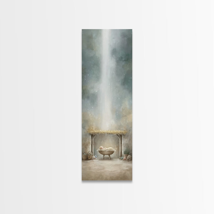 Radiant Stable Peace – Framed Canvas Print – Christian Art Canvas – Christian Wall Art – Jesus Painting – Christmas Art – Christian Decor –