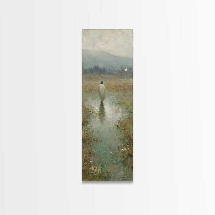Pastoral Dawn Promise – Framed Canvas Print – Christian Art Canvas – Minimalist Christian Art – Skinny Art – Christian Christmas Art