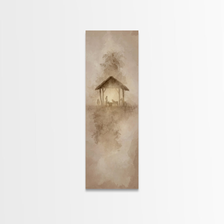 Humble Night Wonder | Framed Canvas Print | Christian Christmas Art | Christian Wall Art | Skinny Art | Jesus Christmas Art | Christian Art