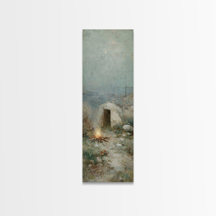 Shepherds’ Hearth Hope – Framed Canvas Print – Christian Art Canvas – Vintage Christian Art – Narrow Art – Christmas Art – Christian Wall A