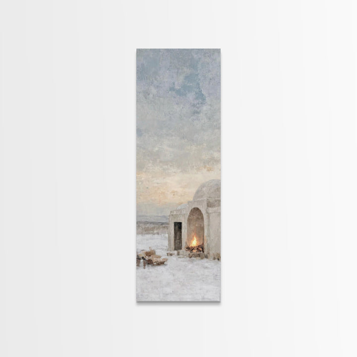 Bethlehem Hearth Glow | Framed Canvas Print | Christian Christmas Art | Christian Wall Art | Tall Skinny Art Print | Christian Art Canvas