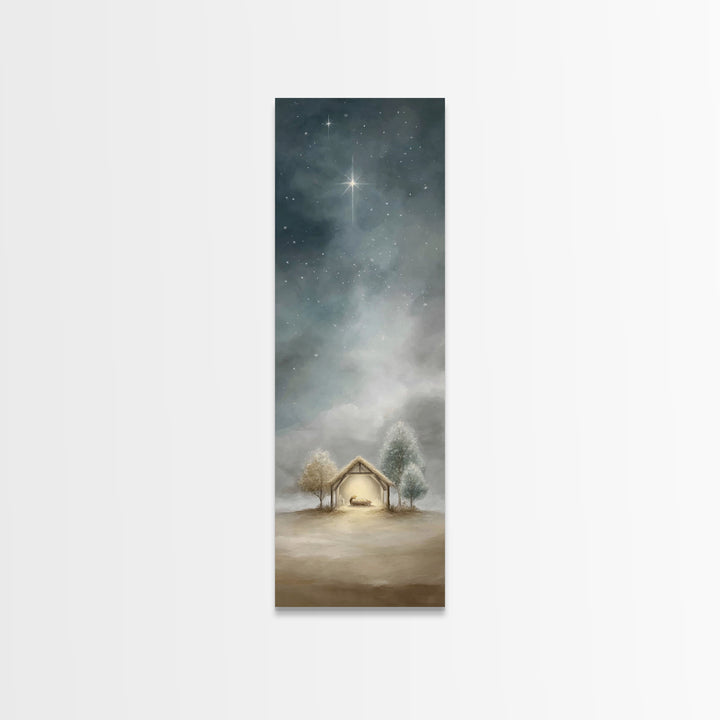 Holy Star Shelter – Framed Canvas Print – Christian Art – Christmas Wall Art – Skinny Art – Jesus Christmas Art – Christian Art Prints
