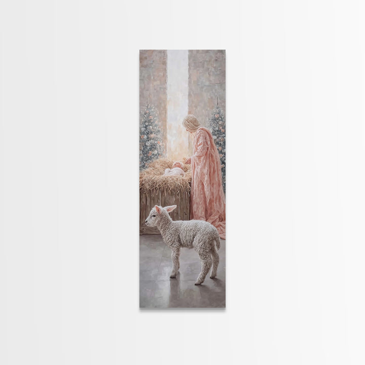 Mother’s Tender Dawn | Framed Canvas Print | Christian Art | Mary And Jesus Painting | Tall Narrow Wall Art | Christian Christmas Art | Chr