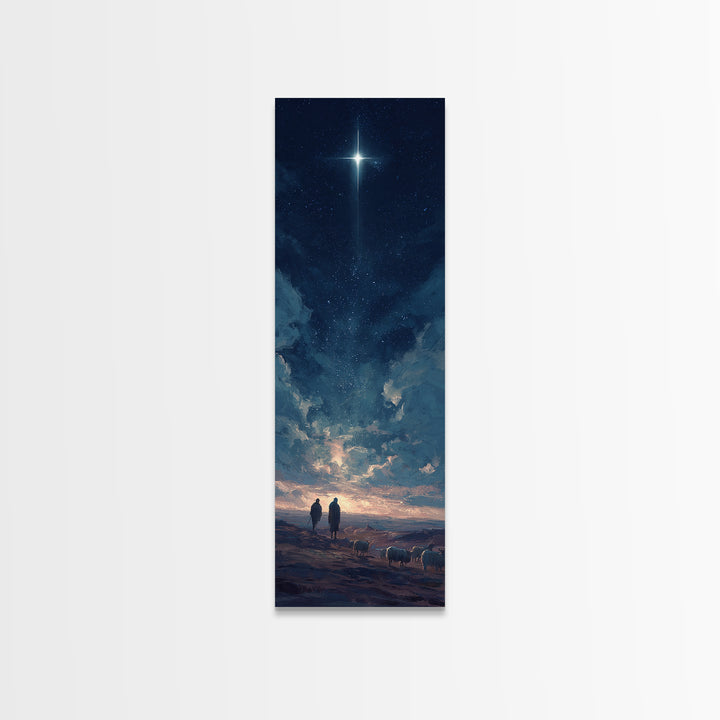 Blessed Night Sky, Framed Canvas Print, Christian Christmas Art, Christian Art Canvas, Skinny Art, Christian Wall Art