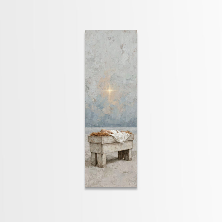 The Guiding Star – Framed Canvas Print – Tall Narrow Wall Art – Christian Wall Art – Christian Art Canvas – Christmas Art – Jesus Painting