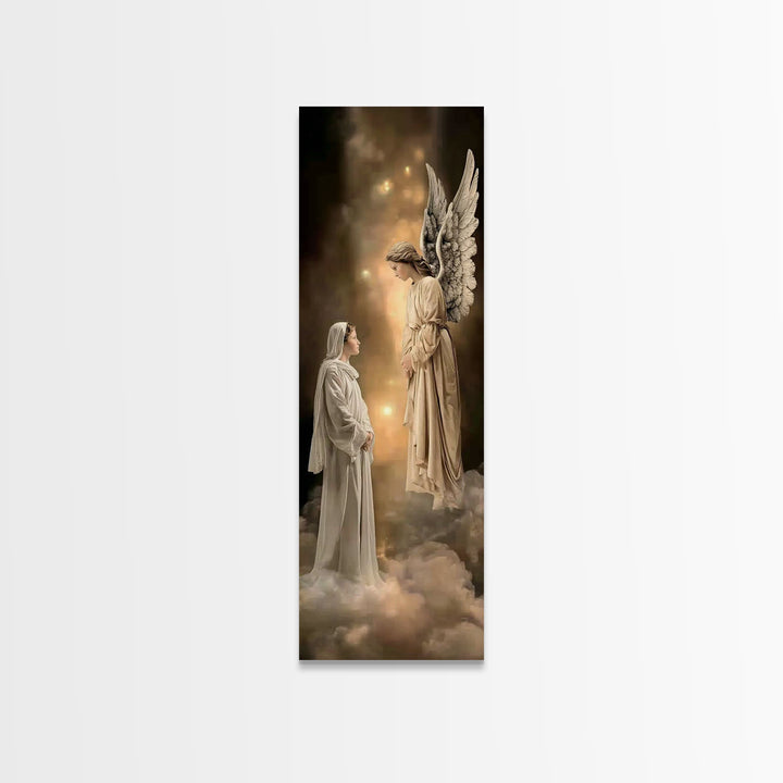 Sacred Encounter – Framed Canvas Print – Narrow Art – Christian Art – Christmas Art – Christian Art Canvas – Jesus Painting – Christian Dec