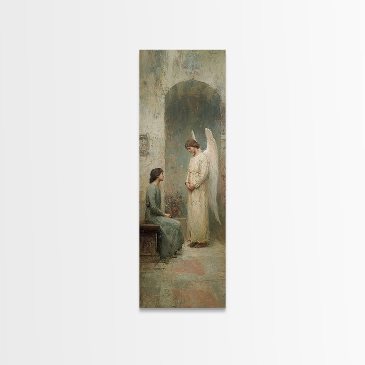 Celestial Peace, Framed Canvas Print, Tall Narrow Wall Art, Christian Christmas Art, Christian Art Canvas, Minimalist Christian Art, Jesus