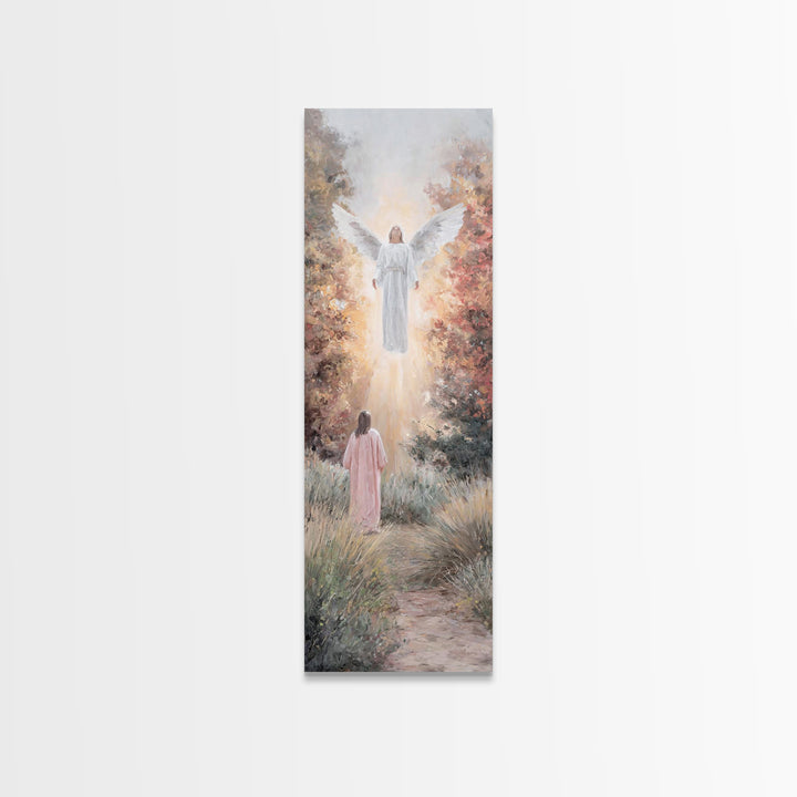 Blessed Messenger – Framed Canvas Print – Tall Skinny Art Print – Christian Art Canvas – Christian Christmas Art – Jesus Painting – Christi