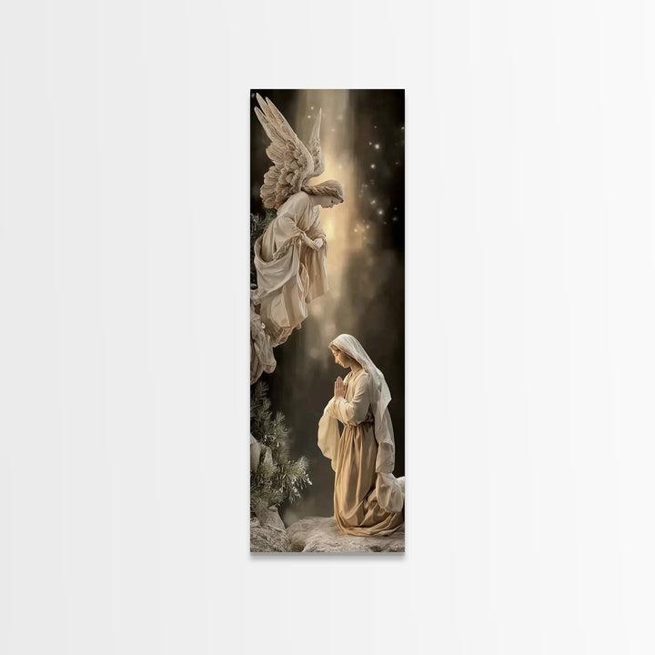 Divine Announcement, Framed Canvas Print, Narrow Art, Christian Art Canvas, Christian Wall Art, Christmas Art, Modern Christian Art