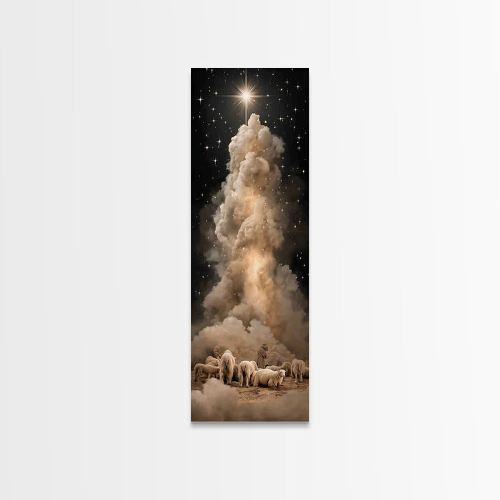 The Shepherds’ Star – Framed Canvas Print – Tall Narrow Wall Art – Christian Wall Art – Christian Art Canvas – Christmas Art – Jesus Painti
