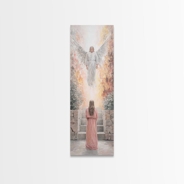 Heaven’s Bright Ascent – Framed Canvas Print – Tall Narrow Wall Art – Christian Art Canvas – Christian Wall Art – Jesus Painting – Christia